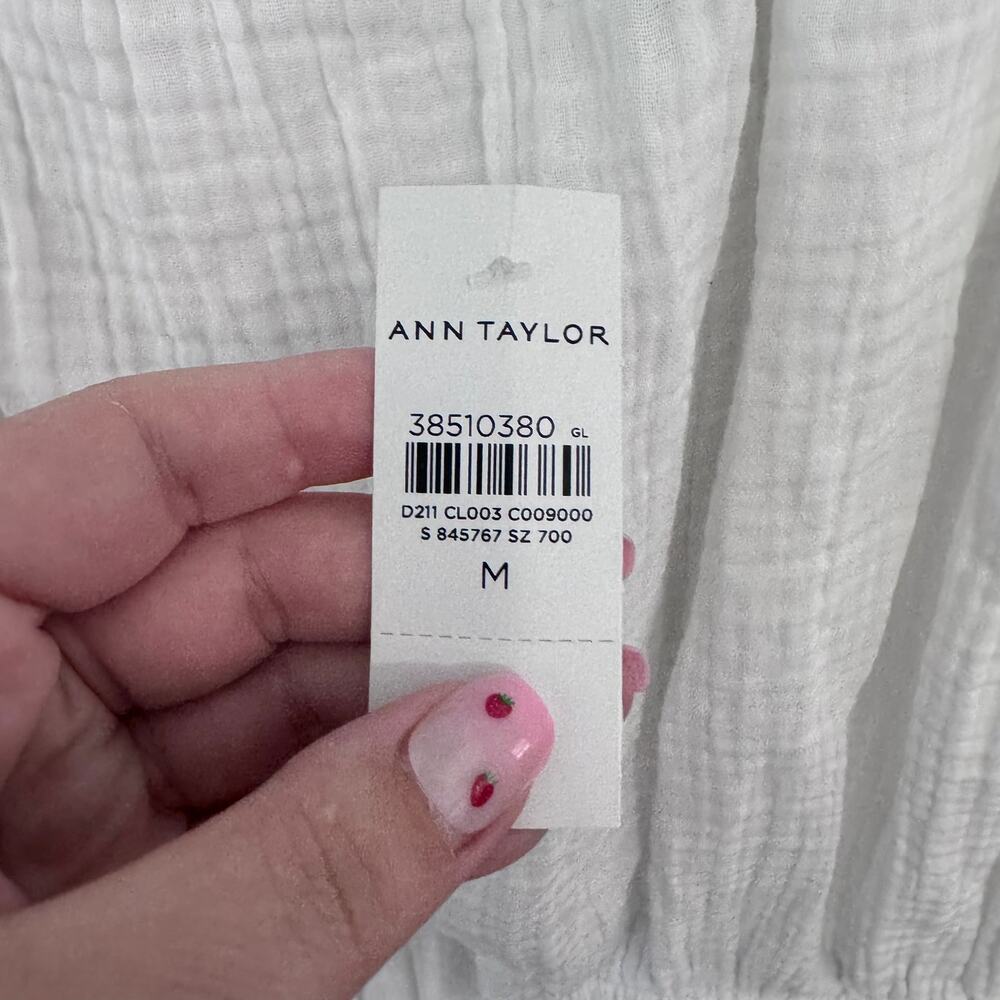 NWT Ann Taylor Gauzy White Crop Top Women's Size Medium 100% Cotton - Picture 5 of 6